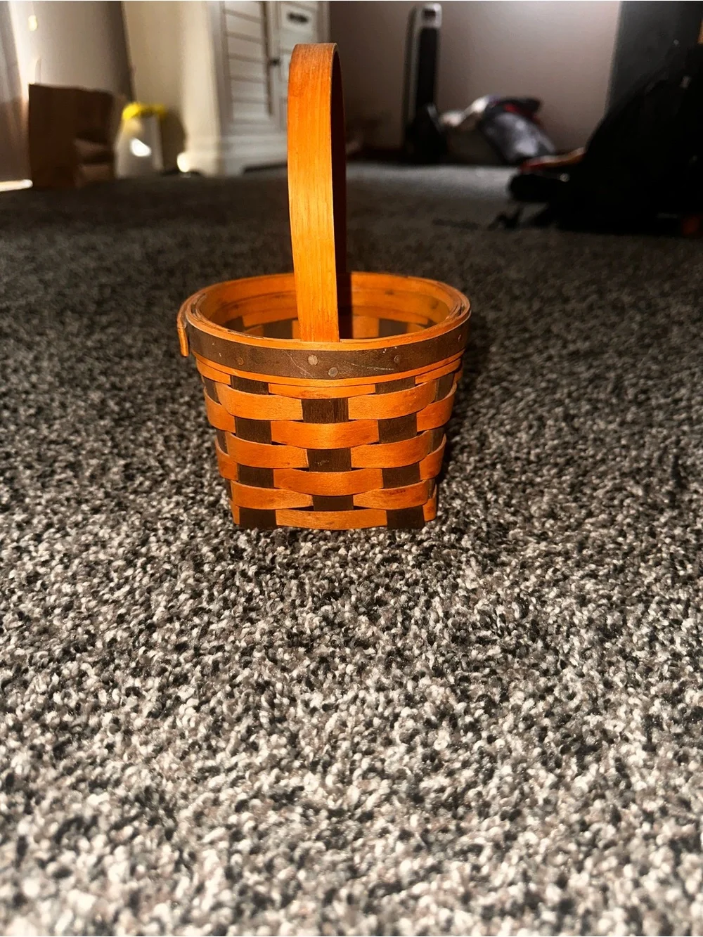 Longaberger Small Brown Woven Basket with Handle